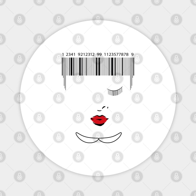 barcode face minimalist drawing Magnet by Tshirtiz